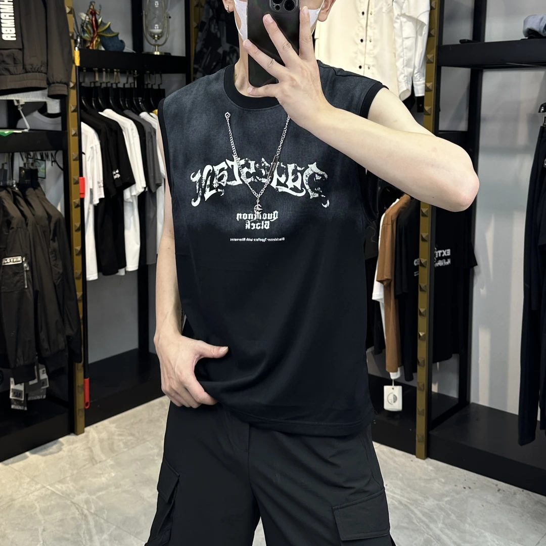 社潮原单/原创撞色（280克重磅混纺）美式微阔项链背心（2859）