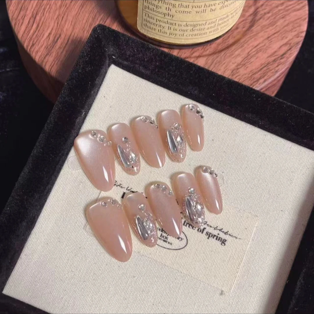 （小闪）新款猫眼穿戴甲手工轻奢款可拆卸显白长款百搭美甲