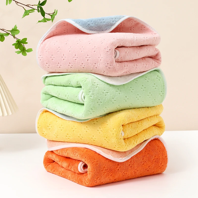 珊瑚绒浴巾加大加厚吸水超柔速干裹身洗澡巾家用大浴巾刺绣logo