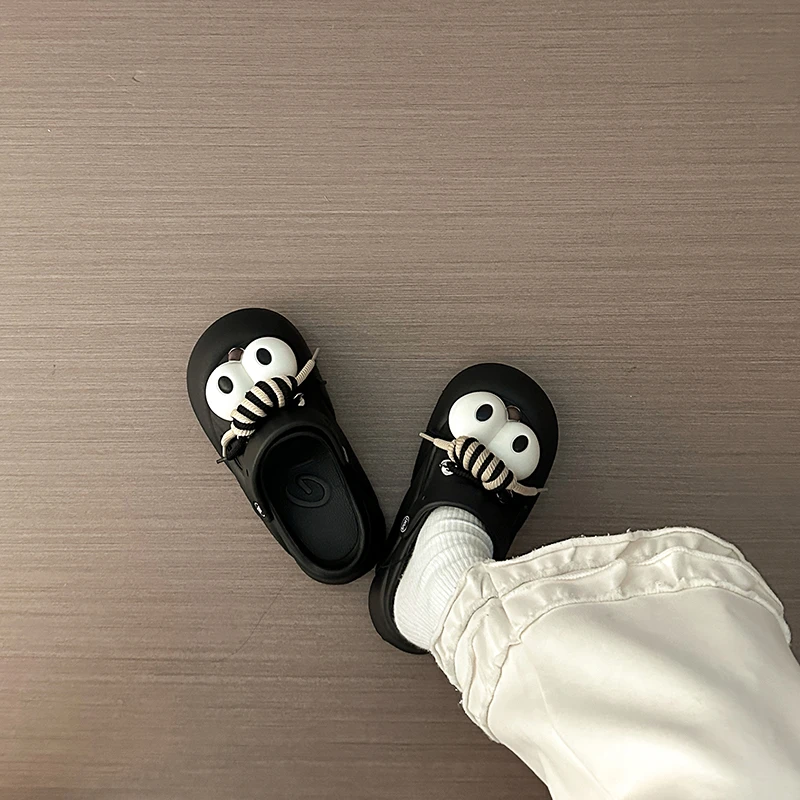 FANGEAY/范杰亚大眼洞洞鞋外穿女鞋带2024年夏季新款时尚百搭软底