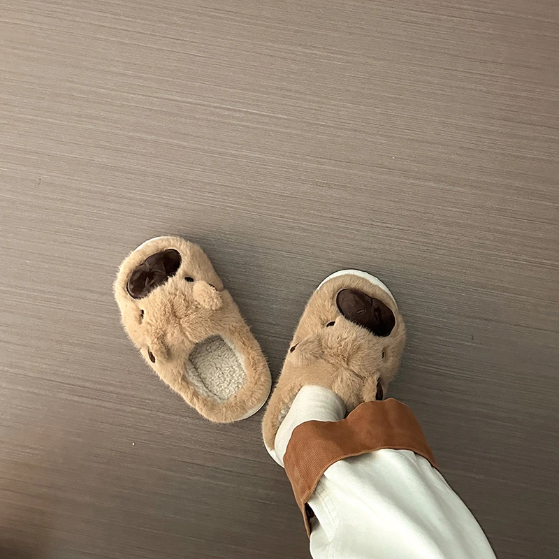 卡皮巴拉水豚棉拖鞋女秋冬新款保暖棉鞋家居鞋女冬天毛毛鞋棉拖鞋