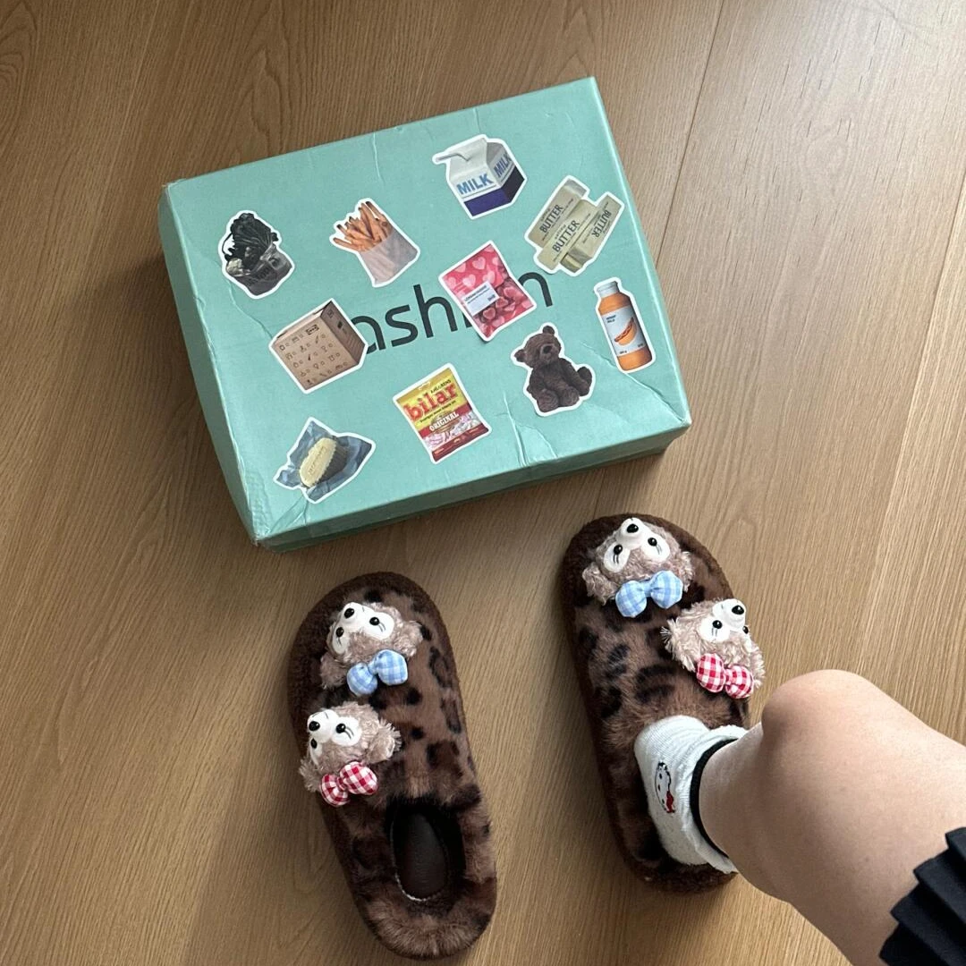 保暖加厚高级感法式仙女风毛毛鞋女外穿2024秋冬新款蝴蝶结棉鞋潮