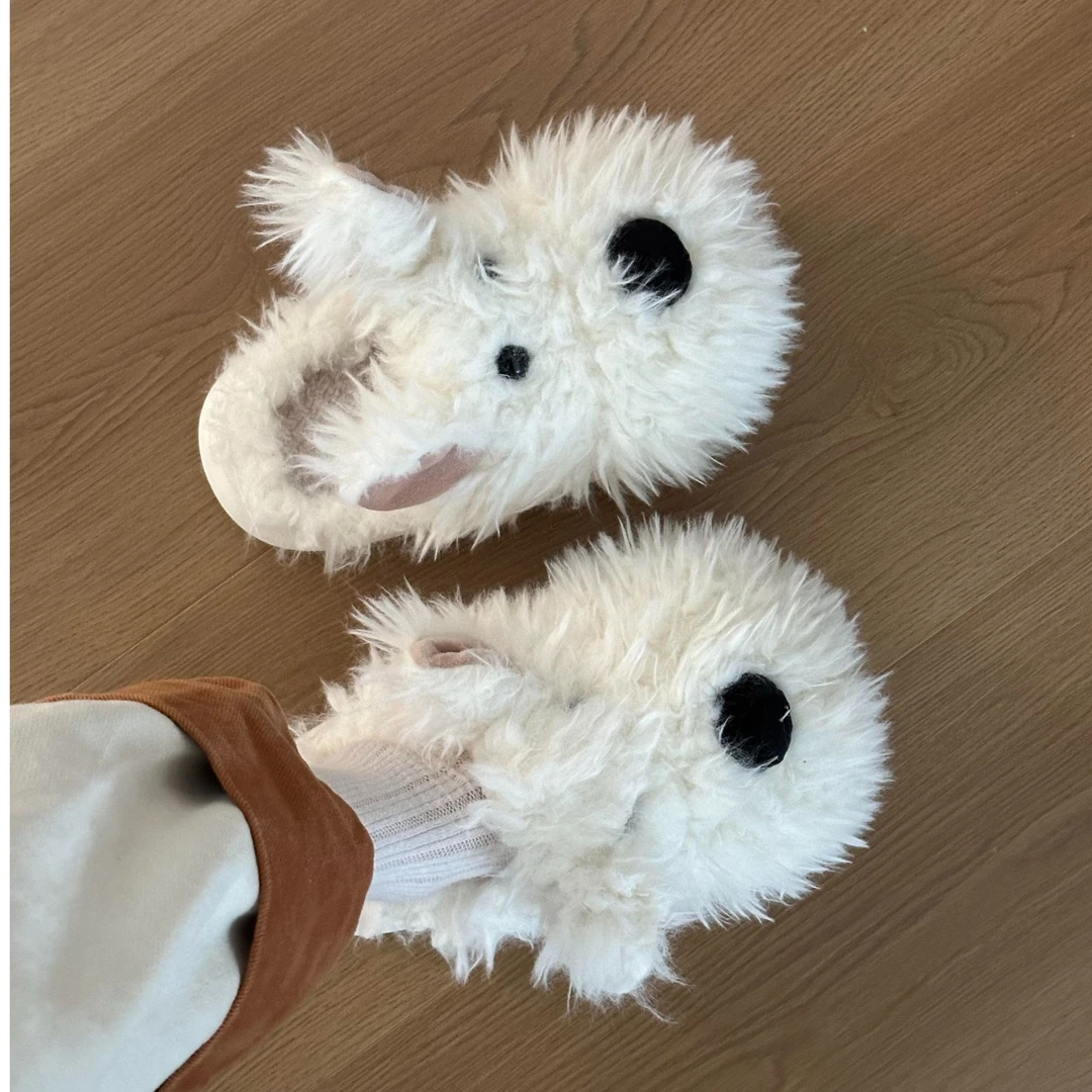 乖巧可爱修勾西高地包头狗头拖鞋女秋冬季毛毛拖少女心卡通棉拖鞋