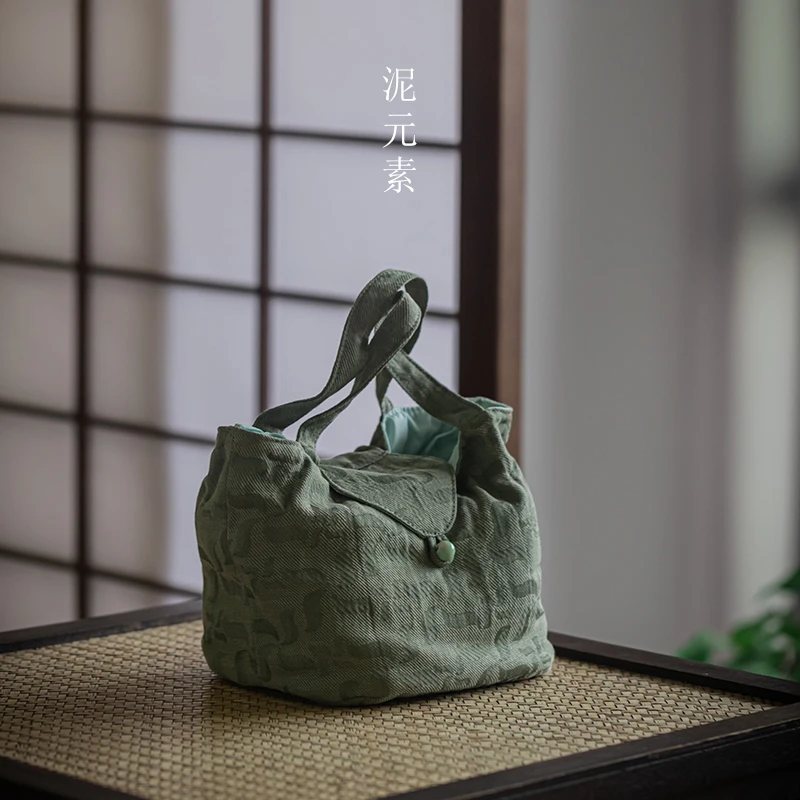 草绿旅行便携小布袋功夫茶具收纳包茶壶茶杯便携日式旅行包布袋
