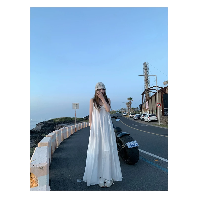 【巴洛克少女】2024夏季新款重工莱赛尔飘带连衣裙气质小众中长裙