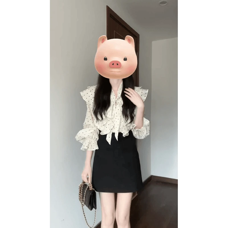 2024新款女士早秋季法式气质小众设计感衬衫上衣高腰显瘦半身裙