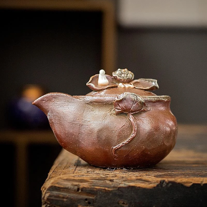 柴烧宝瓶壶纯手工柴窑公道杯单个茶壶过滤分茶器功夫茶具自然落灰