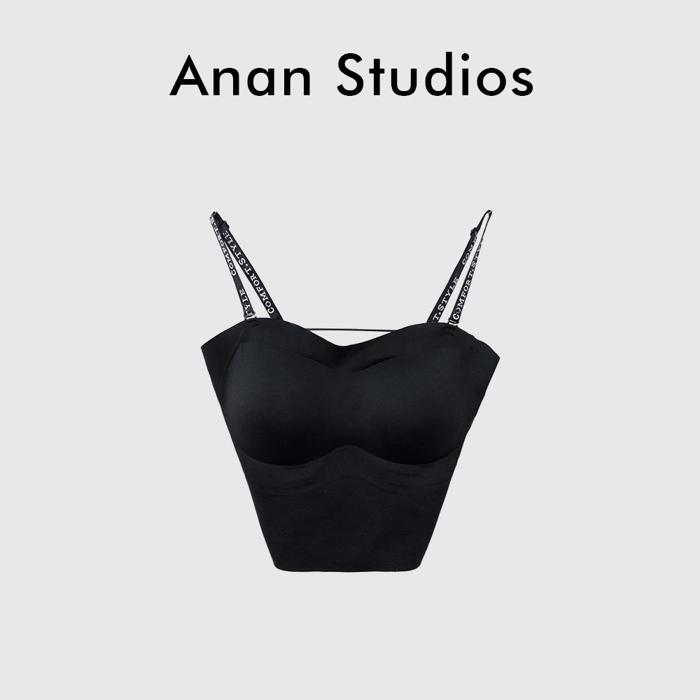 【小果冻】后交叉刺绣字母吊带内搭小上衣肩带可调 胸垫不可拆5540★