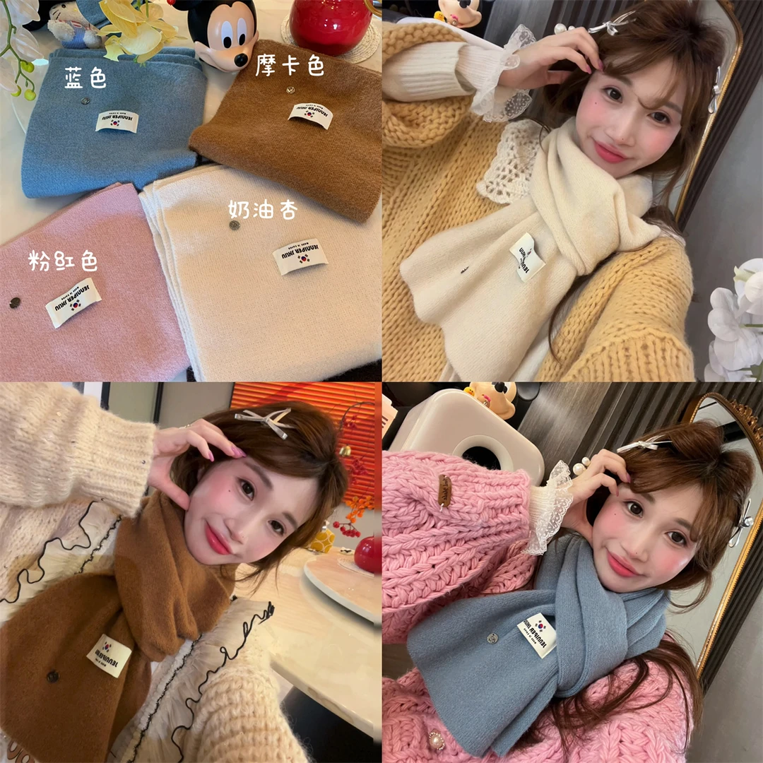 JENNIFER JXLIU韩保暖神器～针织纯色围巾女秋冬加厚围脖毛线围巾