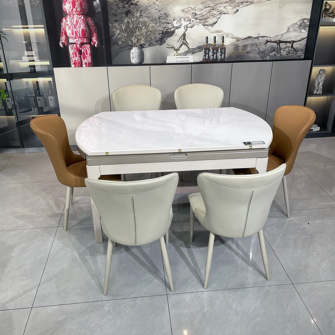 餐桌1.05/1.2米/1.5米可伸缩餐桌家用餐桌玉晶石餐桌饭桌现代餐桌