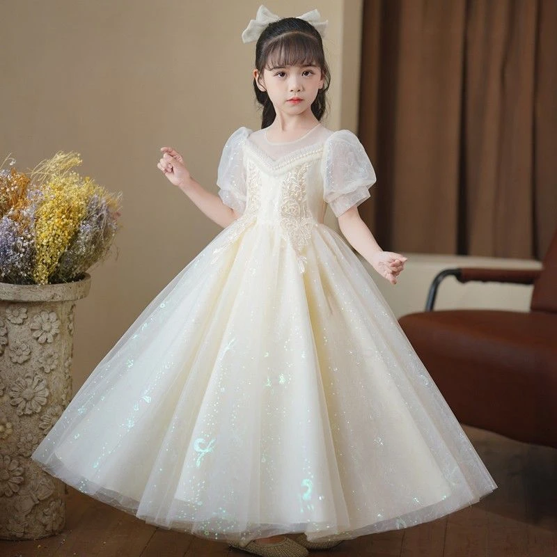 女童礼服蓬蓬公主裙女孩高端洋气儿童婚纱长款主持人花童钢琴表演