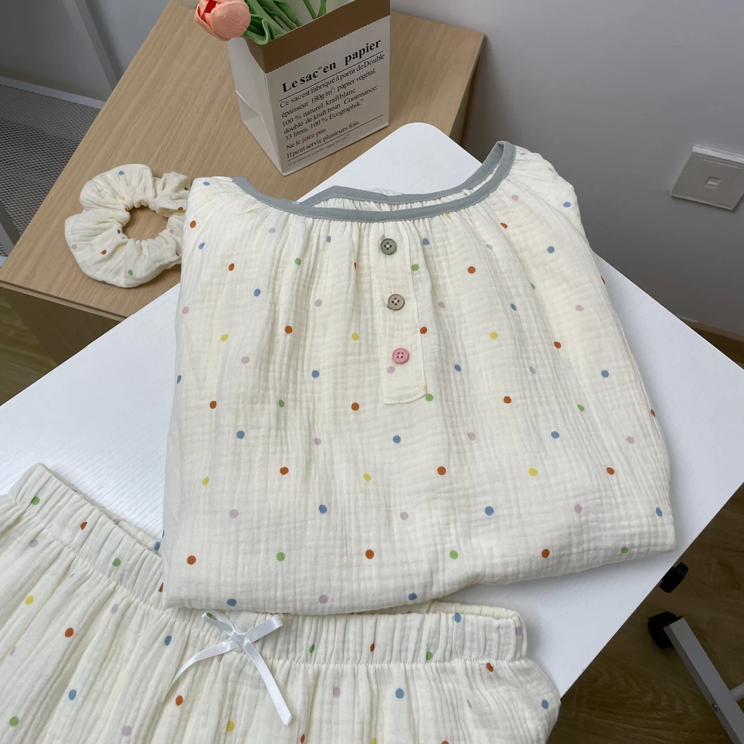 【晚安专属】睡衣女秋冬季新款长袖长裤圆领少女波点ins网红家居服