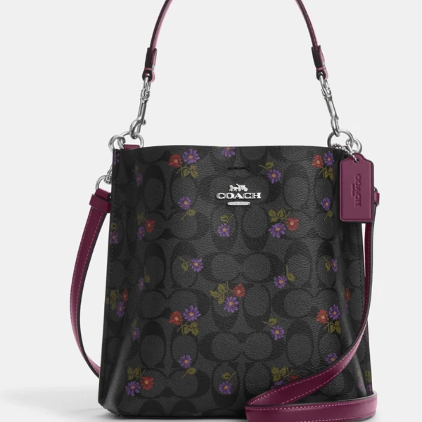 COACH/蔻驰小号黑灰小花朵 水 桶包    22cm*20cm*10cm   CA177