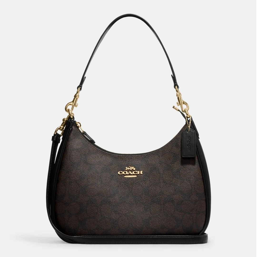 COACH/蔻驰 黑棕老花 月牙包 单肩包    29cm*23cm*9cm   CK161