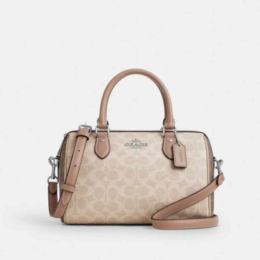 COACH/蔻驰大号新款奶茶拼色波士顿手提包  26CM*16CM*12