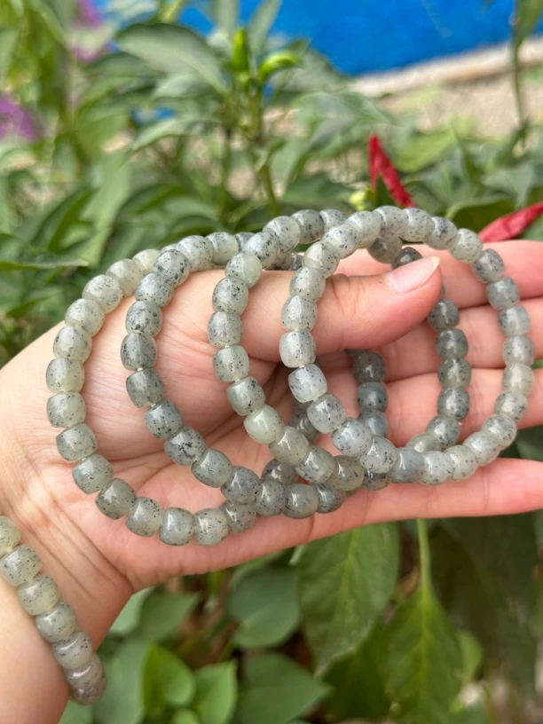 精和田玉点墨青花直切手串卡8➕手串（多样性发其中一条）老型素圈