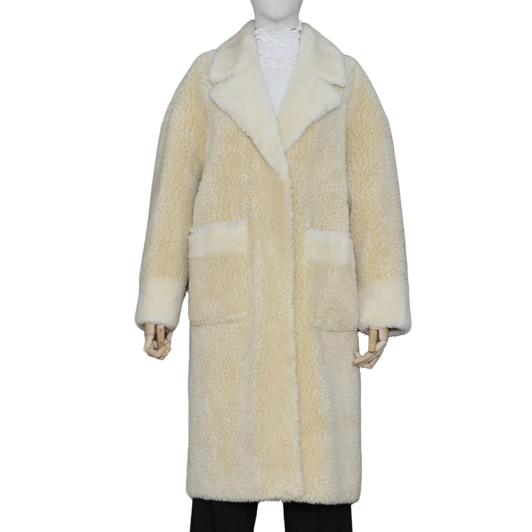 9312DW629Y气质时尚休闲百搭女士秋冬颗粒羊毛大衣