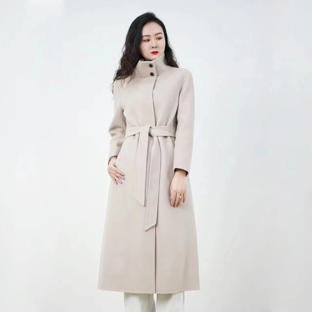 911541026气质时尚百搭女士羊毛呢秋冬双面羊毛大衣