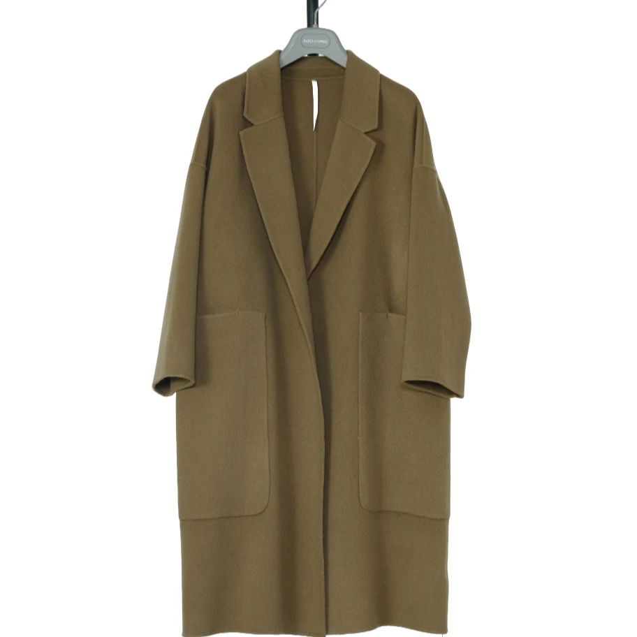 【新】911441593双面全羊毛大衣外套高级感气质长款宽松毛呢外套