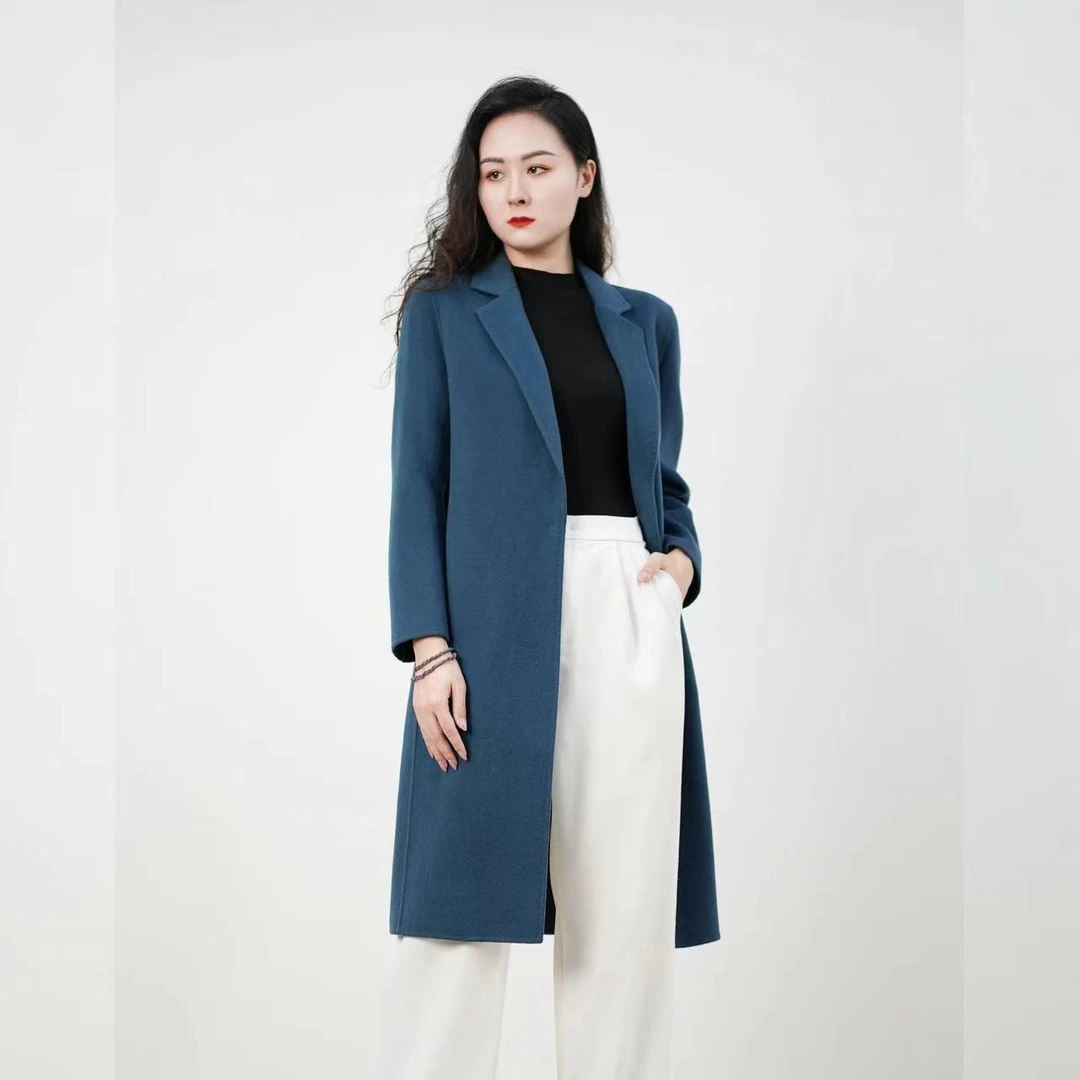 911443020女士秋冬百搭时尚羊毛大衣简约气质羊毛呢子外套