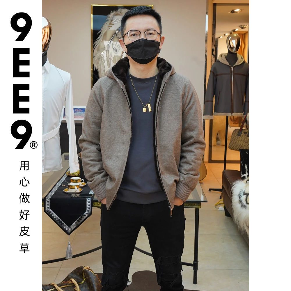 保加美貂绒内胆休闲皮草连帽保暖男款时尚宽松舒适貂绒21836 JDJ