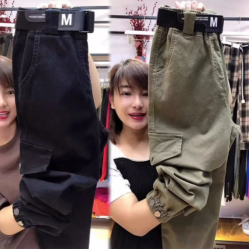 休闲哈伦工装裤女春秋新款休闲运动百搭宽松显瘦洋气束脚老爹裤女