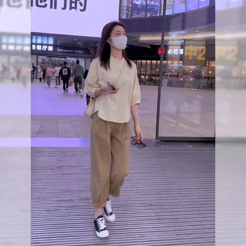 小个子穿搭一整套时尚套装女夏胖mm显瘦遮肉减龄设计感休闲两件套