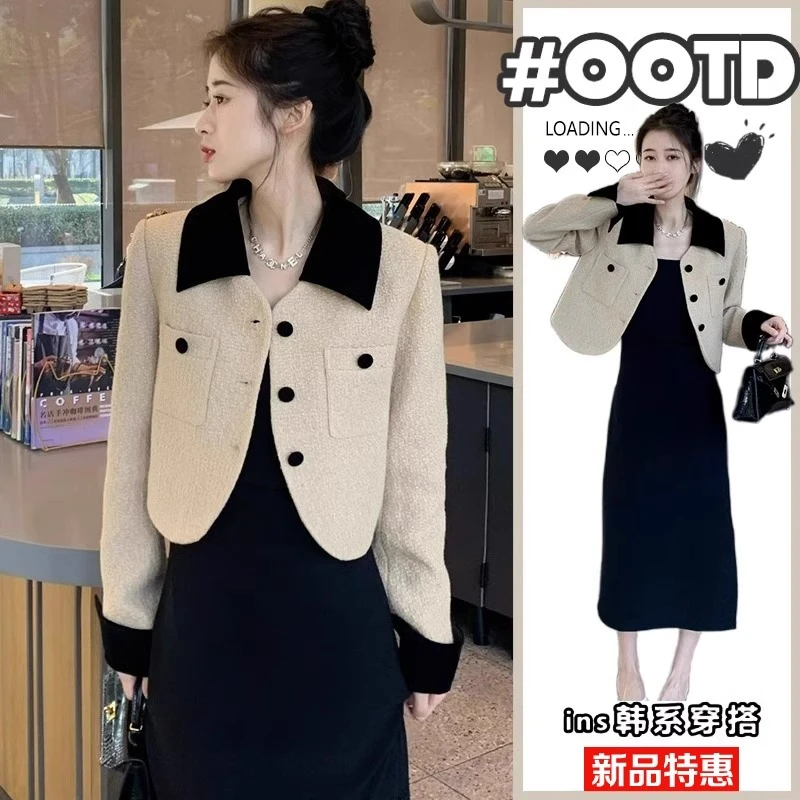 法式高级感翻领短外套女春秋冬气质减龄宽松显瘦洋气外搭长袖上衣