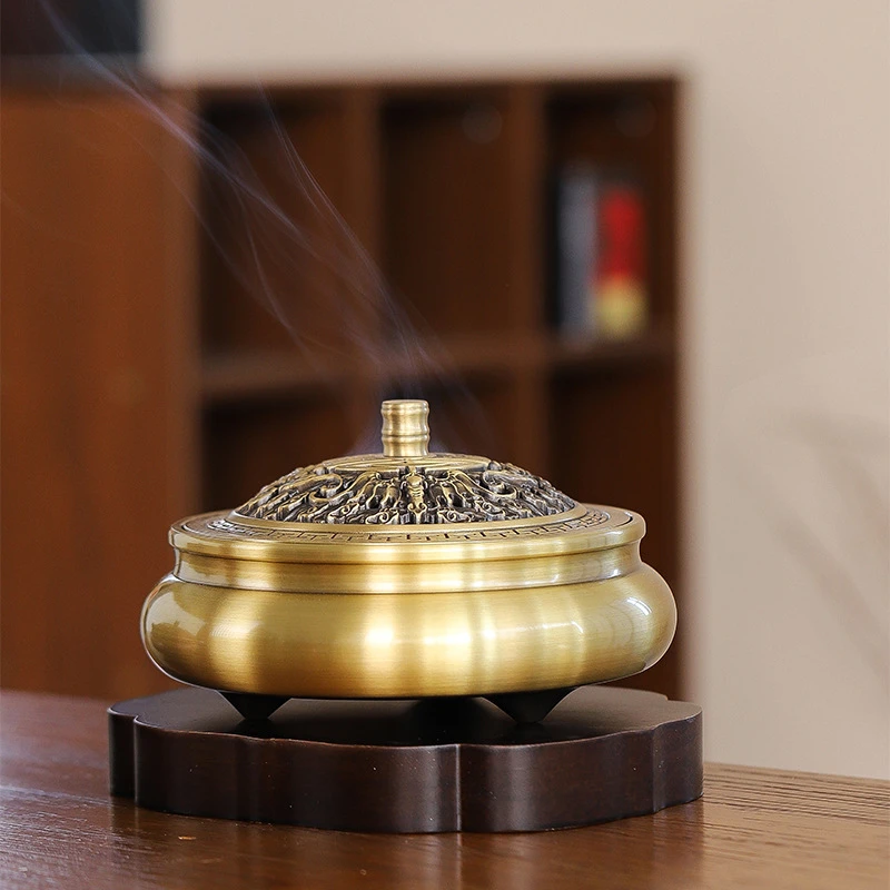 【香知慧融】口径13厘米纯铜香盘香炉宣德炉摆件
