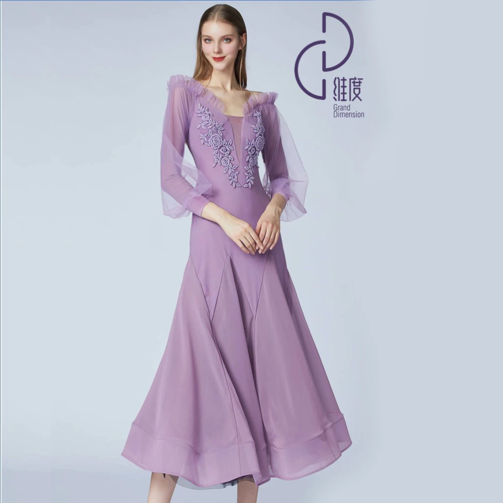 【维度舞服】L47新款连衣裙摩登蹈服拉丁舞女式华尔兹蕾丝显瘦气质