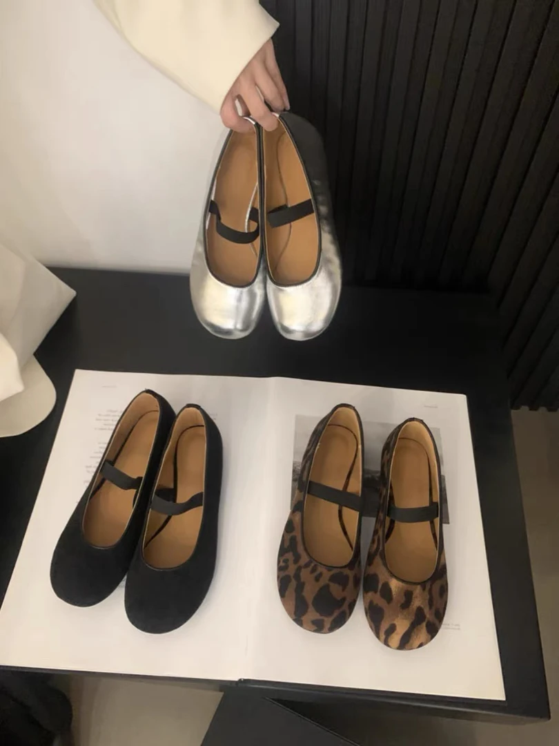 新疆2024年夏季新款豹纹平底芭蕾舞鞋女百搭一字带612-1