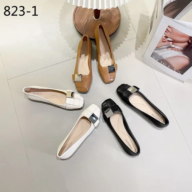 新疆法式2024新款方头编织真皮软底一脚蹬平底单鞋823-1