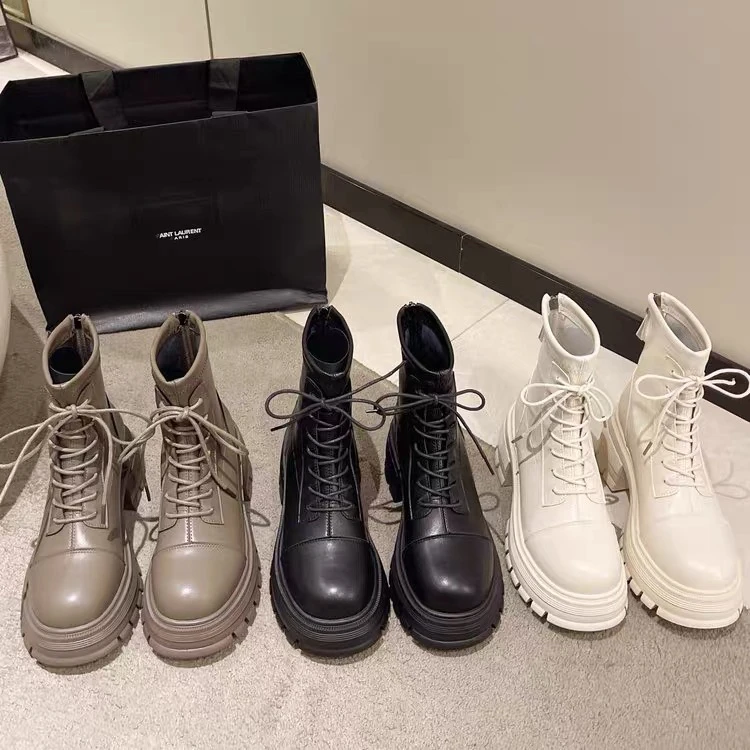 新疆英伦风马丁靴女2024年秋冬新款法式松糕厚底单靴7709