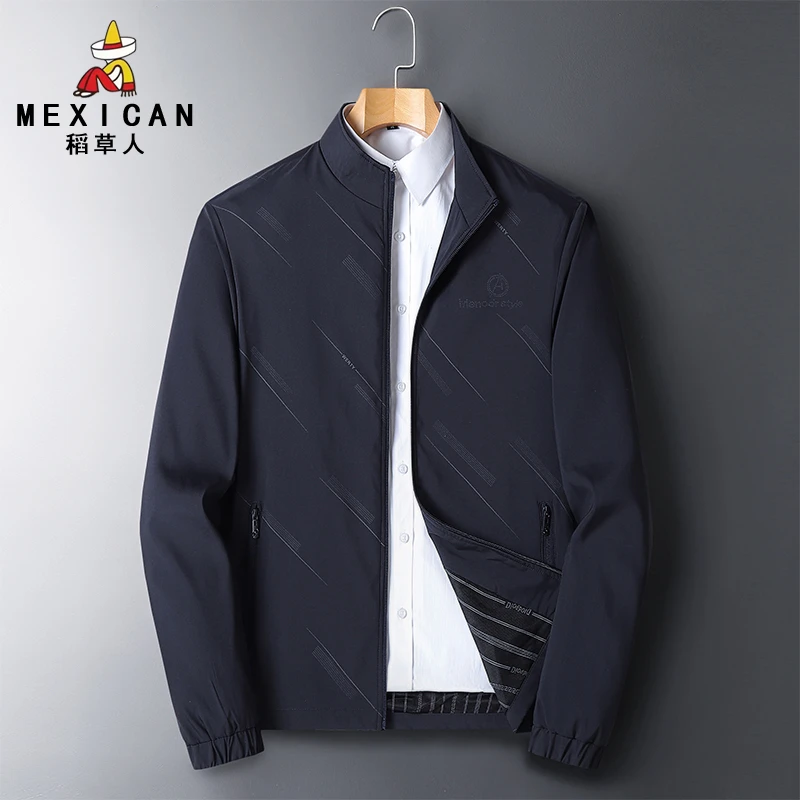 稻草人男士夹克外套2024秋季新款商务休闲春秋款宽松立领百搭上衣