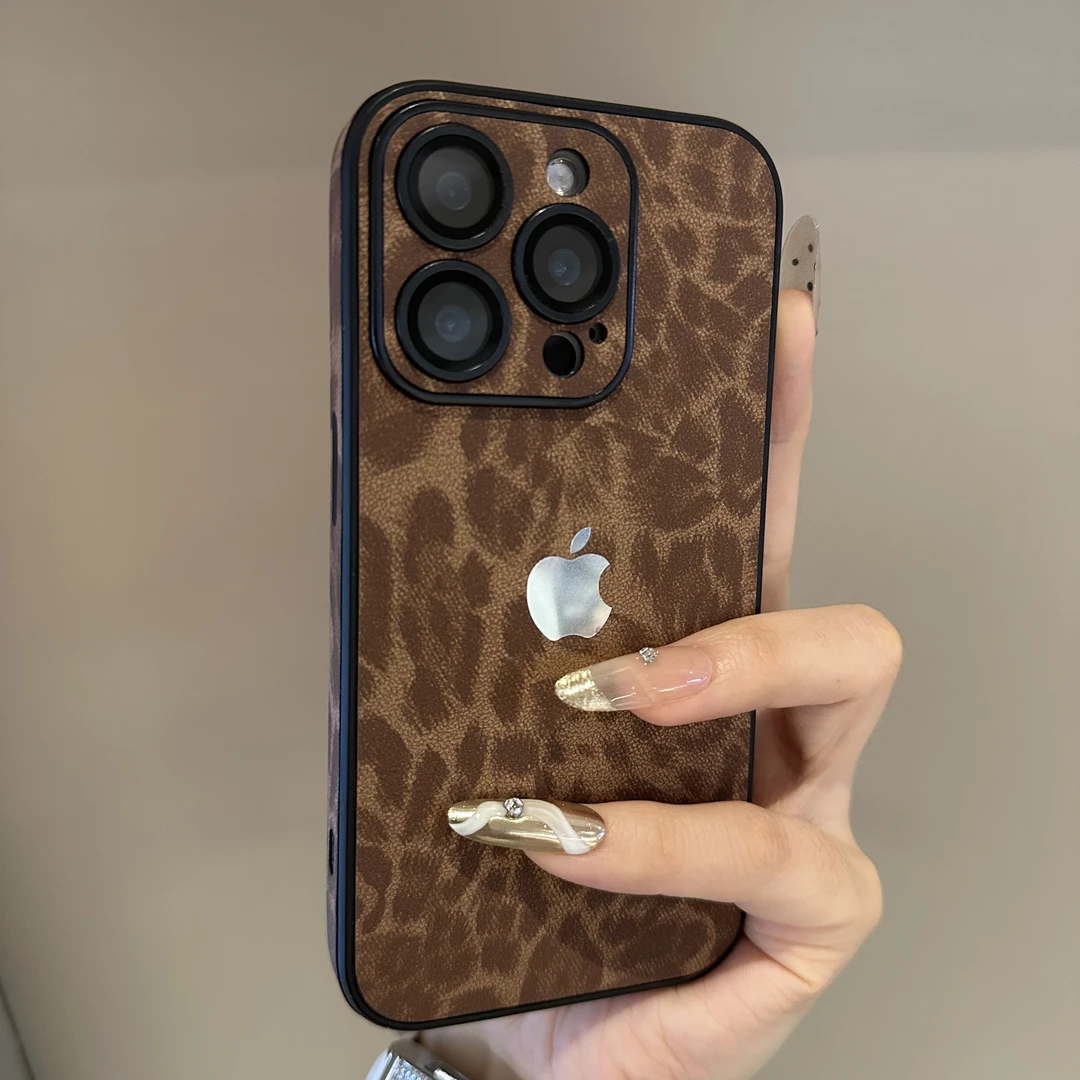 个性豹纹全包边适用苹果16手机壳苹果15新款iphone14pro/13防摔12