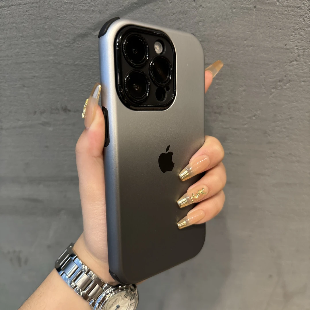 高级感银灰肤感渐变适用苹果15pro手机壳iPhone14防摔13二合一max