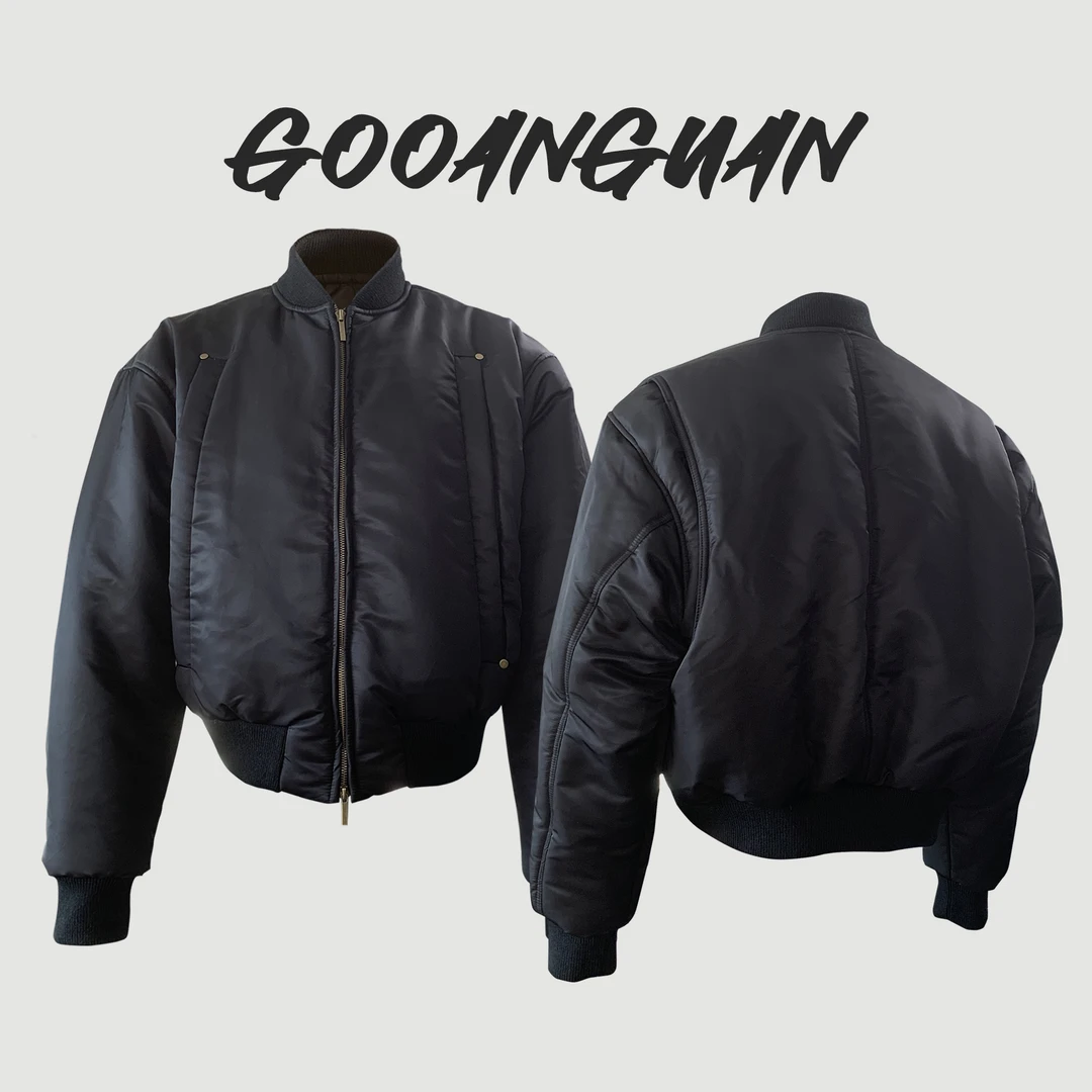 超大口袋廓形外套短款秋棉服冬保暖bomber宽松休闲男士显高棉夹克