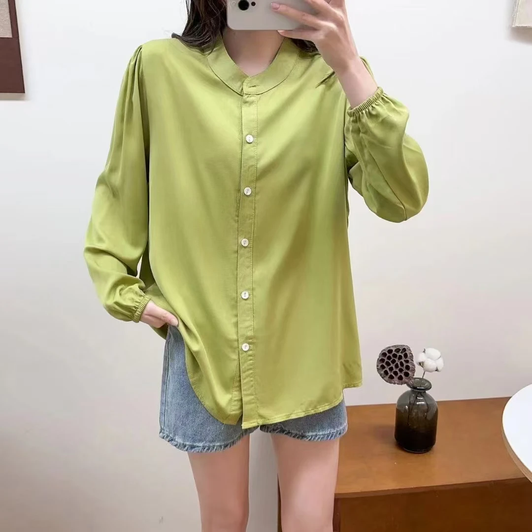夏季新款高织斜纹棉绸女士长袖防晒开衫气质时尚休闲纯色