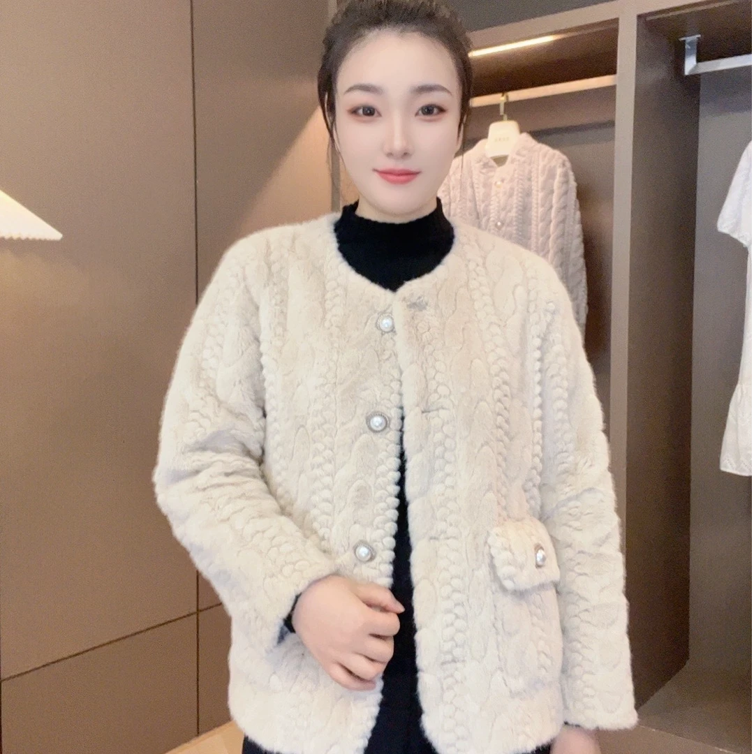 洋气毛毛短外套2024春季新款气质女装小香百搭加厚上衣外套