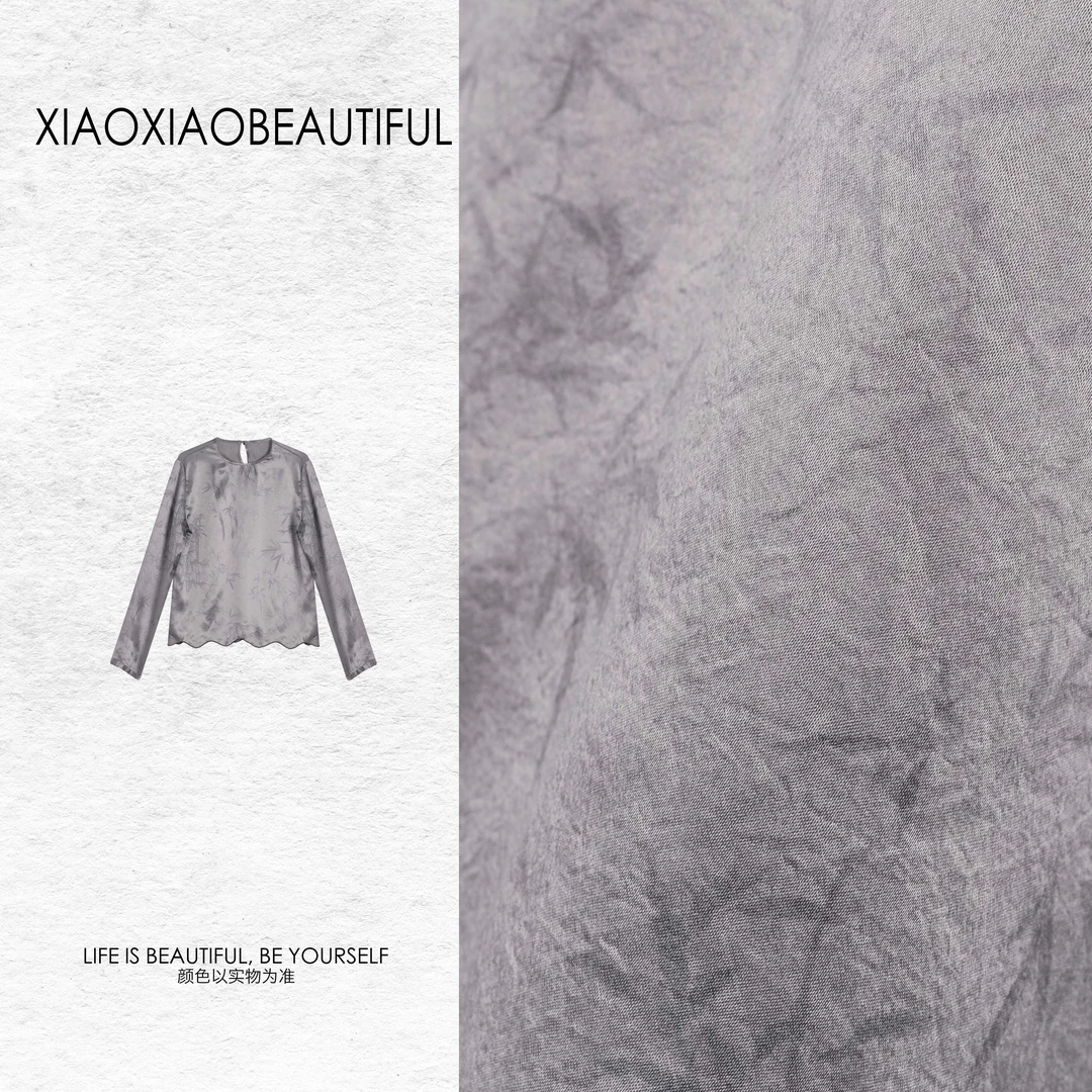 【古时雨】100%醋酸缎面国风新中式长袖女士上衣衬衫XX246