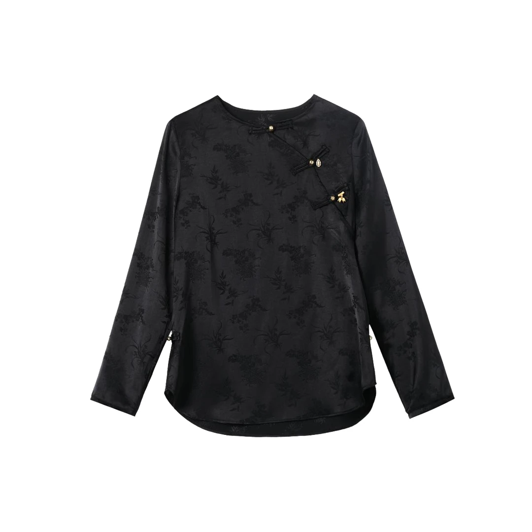 【暗影】桑蚕丝新中式国风重工提花女式衬衫XX262