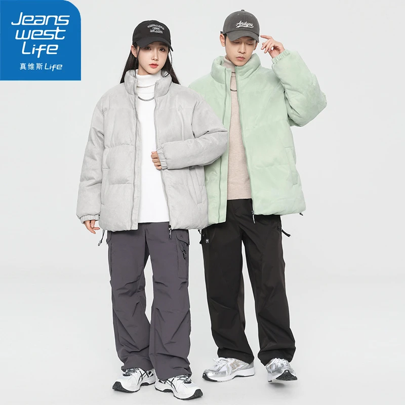 JEANSWEST LIFE真维斯集团冬季外套立领棉服情侣潮牌宽松加厚棉衣