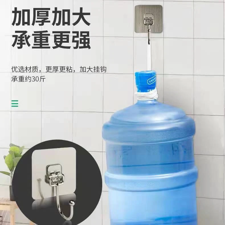 挂钩强力粘胶厨房吸盘免打孔无痕承重大号家用不锈钢多场景10个