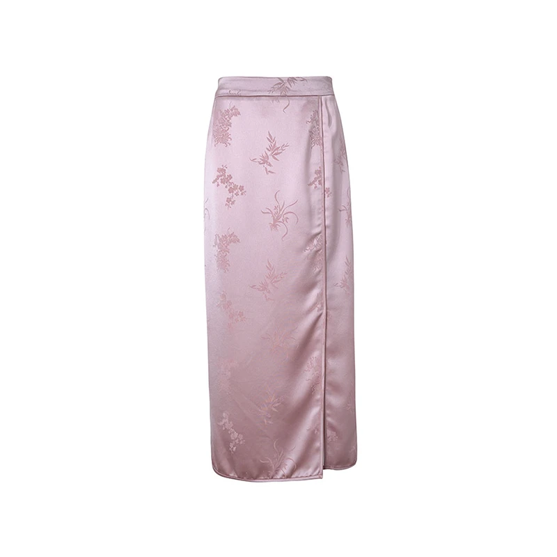 【梅兰竹菊】钇冰·新款国潮新中式重磅醋酸提花开衩半裙6333906