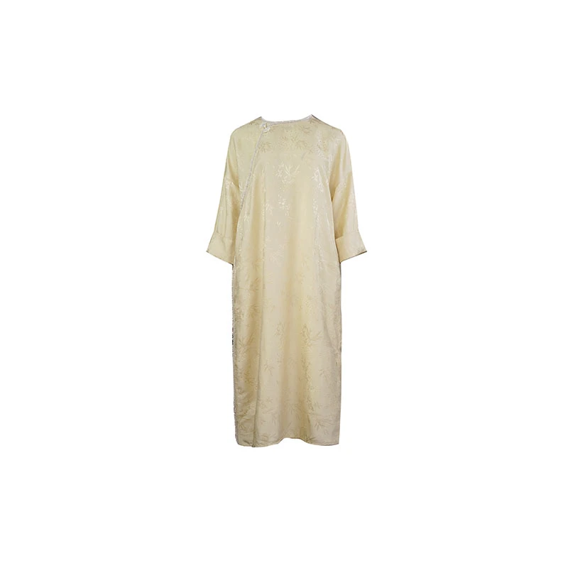 钇冰·国潮新中式重磅燕子花萝珍珠出芽袍子圆领连衣裙6424236