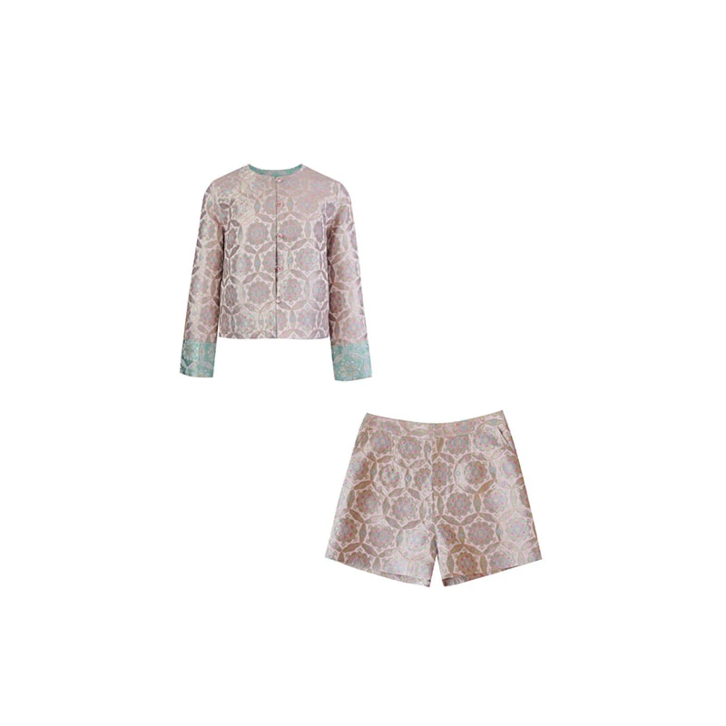 【粉宝】钇冰·新中式织金宋锦双面双穿长袖圆领套装6424325+6424932