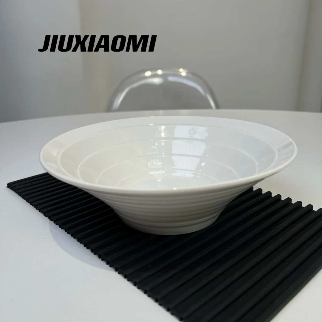 【宠粉福利】8英寸釉下彩喇叭碗沙拉碗 陶瓷餐具 螺纹碗