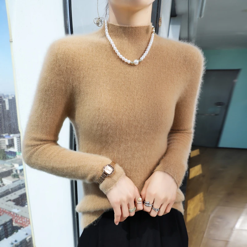 一线成衣内搭长袖针织衫上衣法式气质半高领打底衫女修身显瘦毛衣