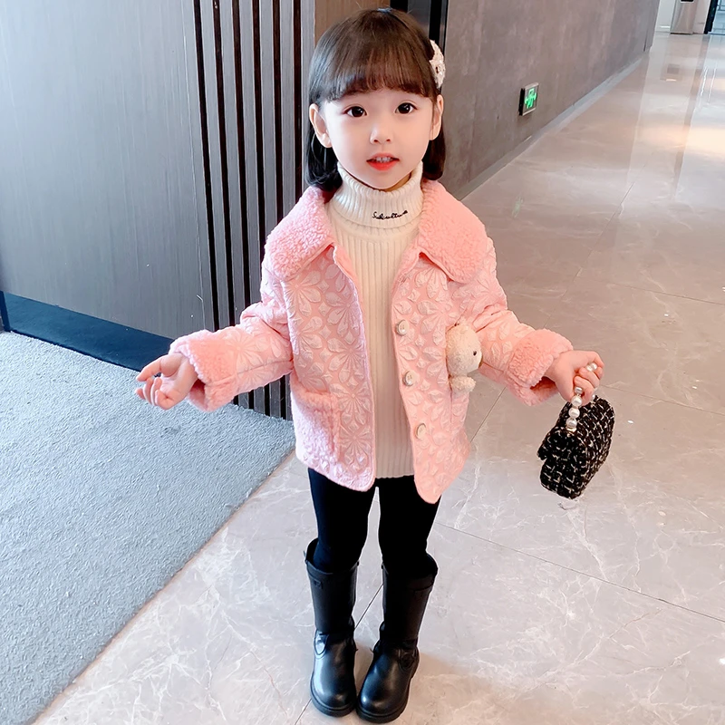 女童外套秋冬小童2023新款时尚洋气儿童毛毛衣女宝宝加厚上衣韩版