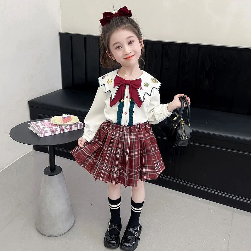 女童jk套装春秋季2024新款洋气儿童娃娃领秋装学院风女宝宝两件套